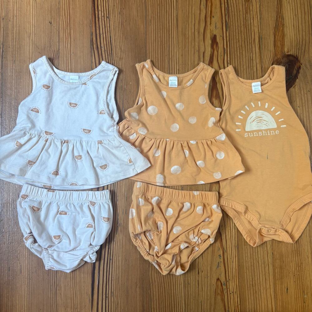PL Baby yellow ivory sunshine bodysuit bloomer baby‎ girl sets SIZE 24M
